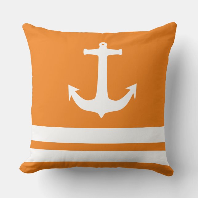 Nautical Anchor and Stripes Pattern Cushion (Front)
