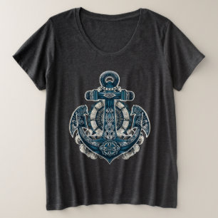 Nautical Anchor Art Graphic T-Shirt – Vintage Plus Size T-Shirt
