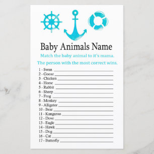 Nautical Anchor Baby Animals Name Game
