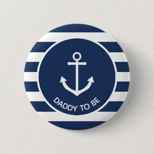 Nautical anchor baby shower button - daddy to be