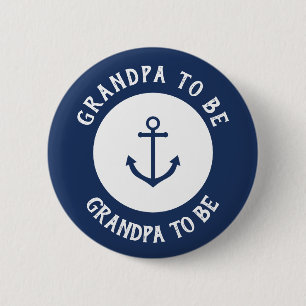 Nautical anchor baby shower button - grandpa to be
