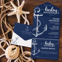 Nautical Anchor Baby Shower Diaper Raffle Navy