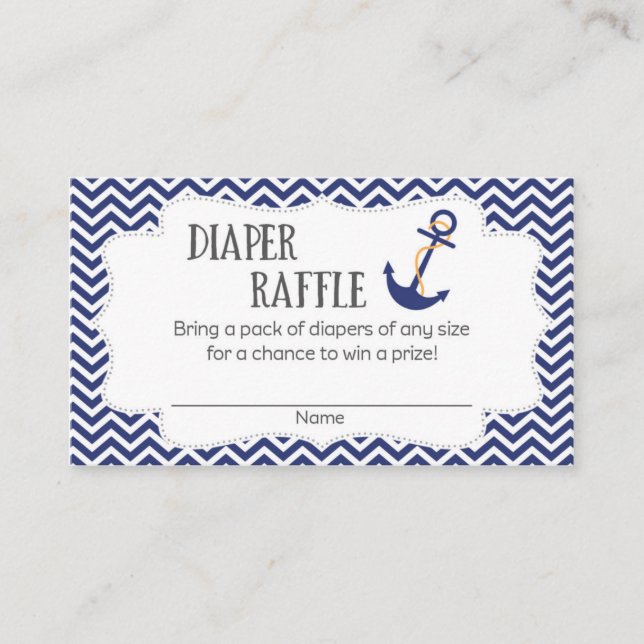 Nautical Anchor Baby Shower Diaper Raffle Tickets Enclosure Card (Front)