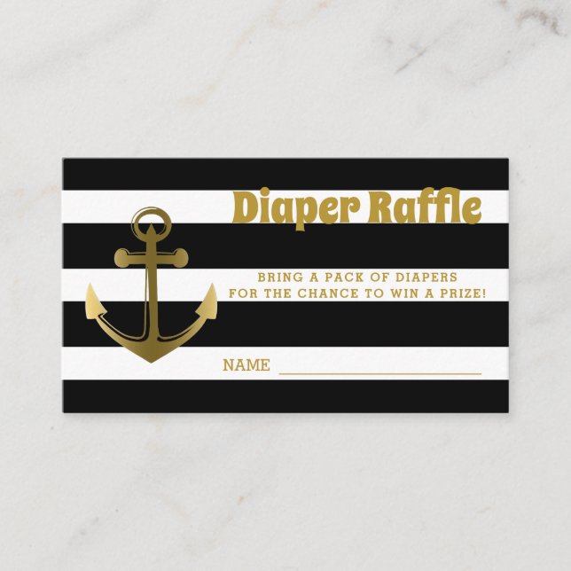 Nautical Anchor Baby Shower Diaper Raffle Tickets Enclosure Card (Front)