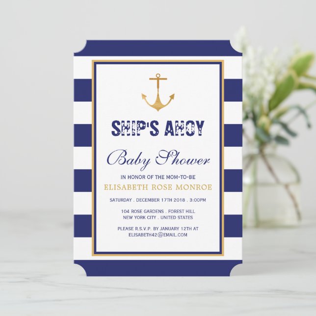 Nautical Anchor Baby Shower Invitation (Standing Front)