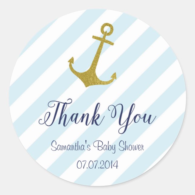 Nautical Anchor Baby Shower Sticker (Front)