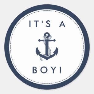 Nautical Anchor Baby Shower Stickers - It's A Boy!