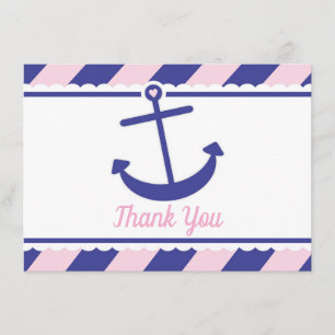 Nautical Anchor Baby Shower Thank You pink navy