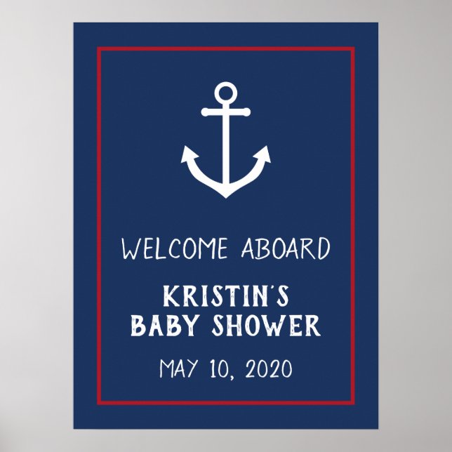 Nautical Anchor Baby Shower Welcome Sign (Front)