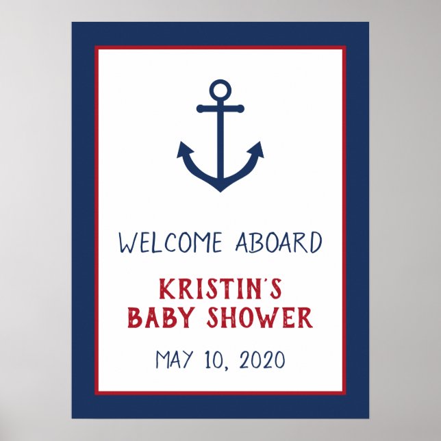 Nautical Anchor Baby Shower Welcome Sign (Front)