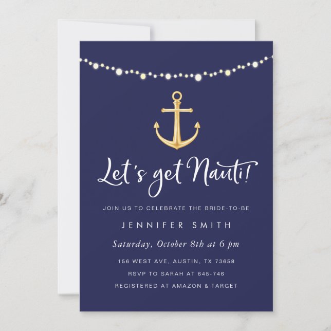 Nautical Anchor Bachelorette Party Invitation  (Front)