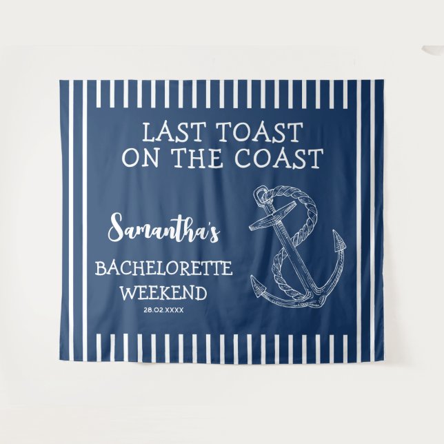 Nautical Anchor Bachelorette Party Last Toast Tapestry (Front (Horizontal))