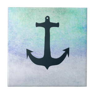 Nautical Anchor Beach Blue Summer vintage Tile