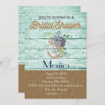 Nautical Anchor Beach Bridal Shower Invitation