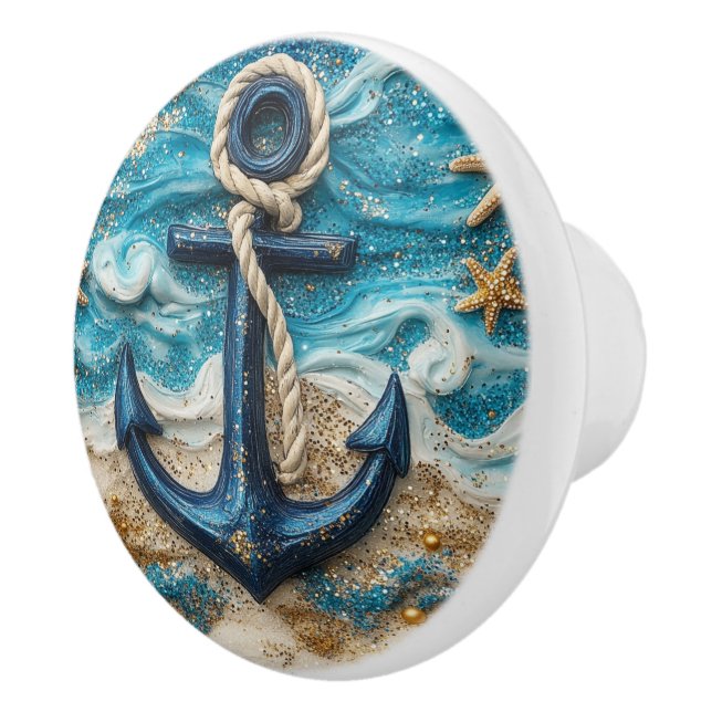 Nautical Anchor Beach Ceramic Knob (Right)
