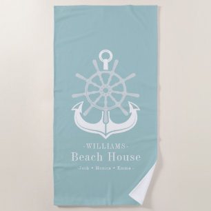 Nautical Anchor Beach House Family Name Towel