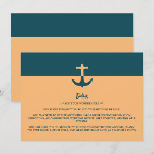 Nautical Anchor, Beach Wedding Detail Enclosure Card