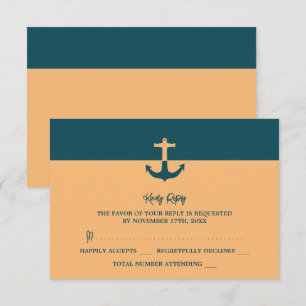 Nautical Anchor, Beach Wedding RSVP Card