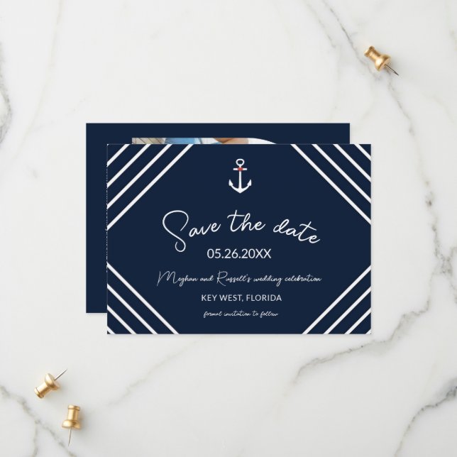 Nautical Anchor Beach Wedding Save the Date  (Front/Back In Situ)