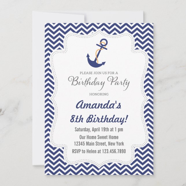 Nautical Anchor Birthday Invitation (Front)