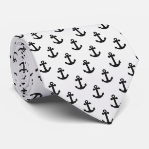 Nautical Anchor Black and White Tie