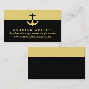 Nautical Anchor, Black Gold, Beach Wedding Website Enclosure Card