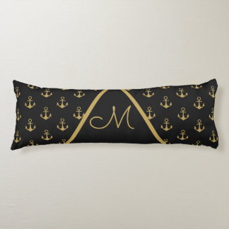 Nautical Anchor Black Monogram Body Pillow