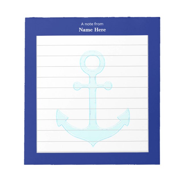 Nautical Anchor & Blue Frame Lined Notepad (Front)