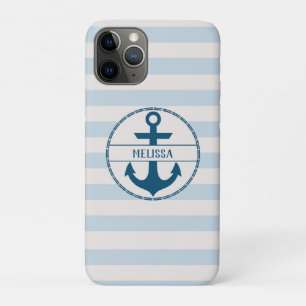 Nautical Anchor Blue White Personalised Case-Mate iPhone Case