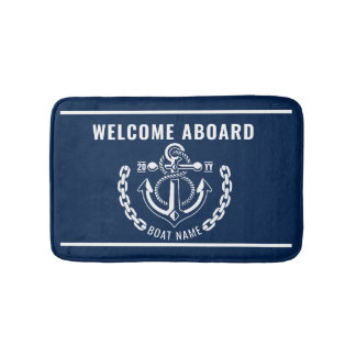 Nautical Anchor Boat & Captain Name Bath Mats