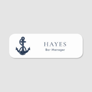 Nautical Anchor Boat Crew Bar Staff Name Tag