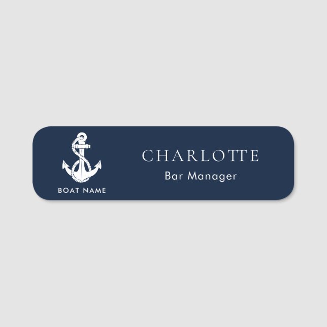 Nautical Anchor Boat Crew Name Tag (Front)