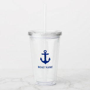 Nautical Anchor Boat Name Acrylic Tumbler