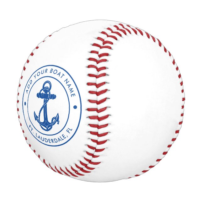 Nautical Anchor Boat Name Beach Trip Baseball (Angled)