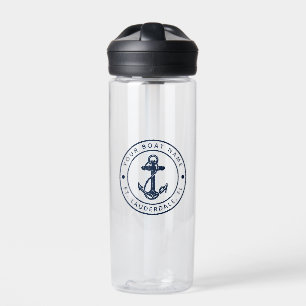 Nautical Anchor Boat Name Beach Trip Custom Water Bottle