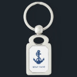 Nautical Anchor Boat Name Captain Custom Key Ring<br><div class="desc">The nautical anchor design not only adds a timeless aesthetic but also complements any boating enthusiast's collection. Featuring your boat's name,  and a navy blue anchor and rope,  personalize to create a unique gear for your boat. Makes a great giveaway for everyone.</div>