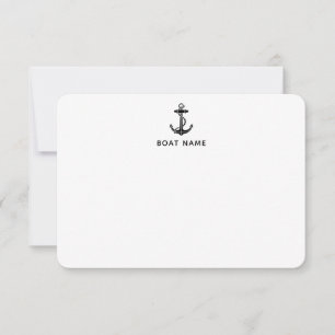 Nautical Anchor Boat Name Captain Custom Thank You Card