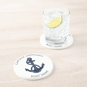 Nautical Anchor Boat Name Captain Keepsake Custom Coaster