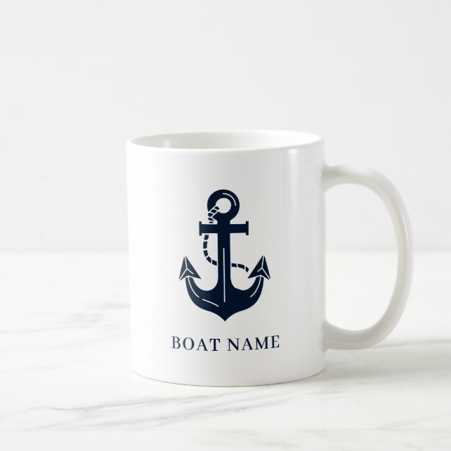 Nautical Anchor Boat Name Coffee Mug (Right)