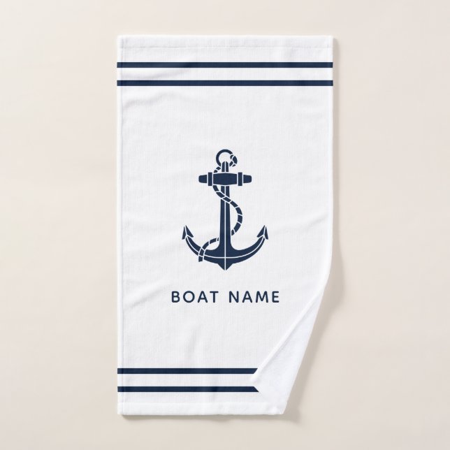 Nautical Anchor Boat Name Cruise Custom Hand Towel (Hand Towel)