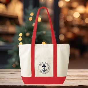 Nautical Anchor Boat Name Custom Coastal Tote Bag
