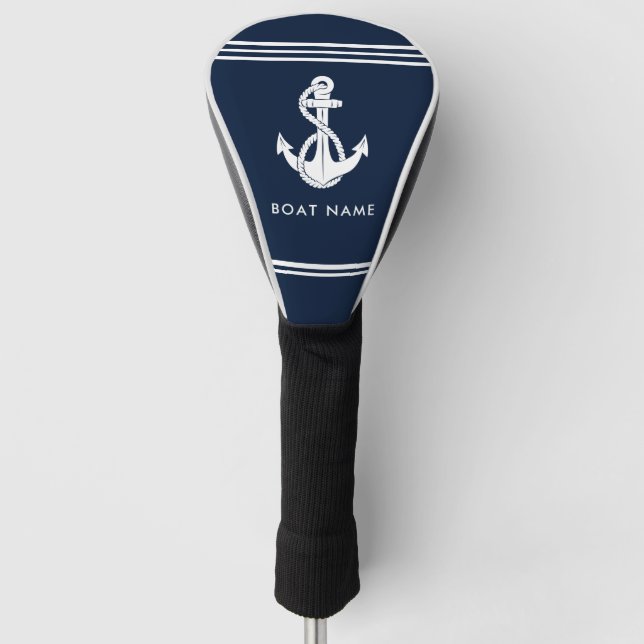 Nautical Anchor Boat Name Custom Golf Head Cover (Front)