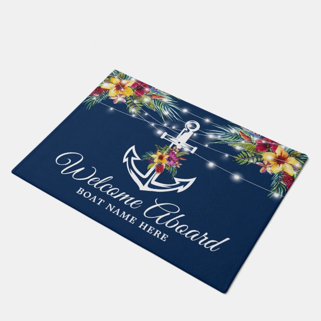 Nautical Anchor Boat Name Doormat (Angled)