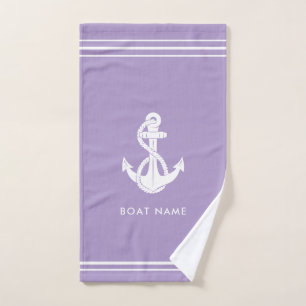 Nautical Anchor Boat Name Elegant Custom Hand Towel