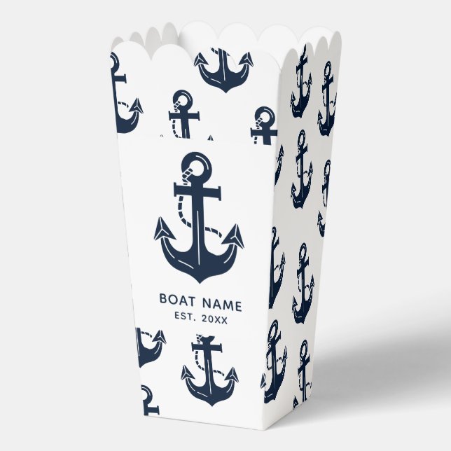 Nautical Anchor Boat Name Favour Box (Front)