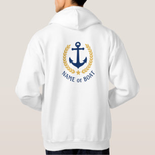 Nautical Anchor Boat Name Gold Laurel Two Sided Hoodie