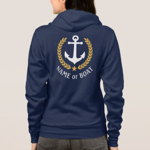 Nautical Anchor Boat Name Gold Laurel Zip Up Hoodie