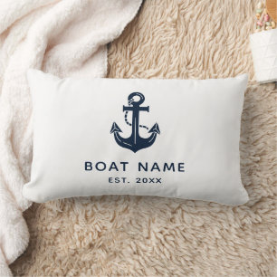 Nautical Anchor Boat Name Lumbar Cushion