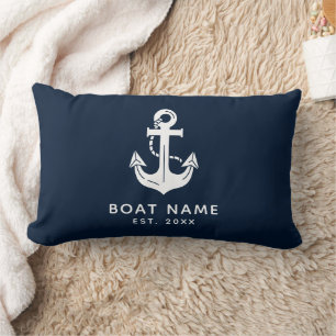 Nautical Anchor Boat Name Lumbar Cushion