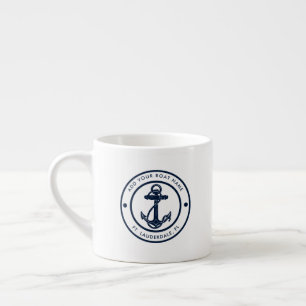 Nautical Anchor Boat Name Navy Blue Boating Espresso Cup